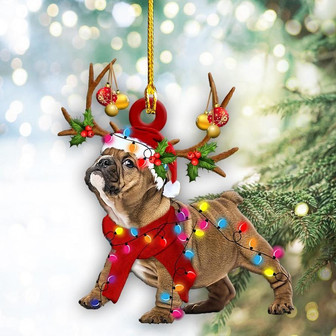 Ornament- Bulldog Christmas Shape Ornament, Happy Christmas Ornament, Car Ornament - Thegiftio UK
