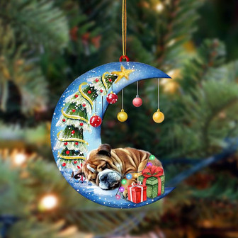Ornament- Bulldog-Sleep On The Moon Christmas Two Sided Ornament, Happy Christmas Ornament, Car Ornament - Thegiftio UK