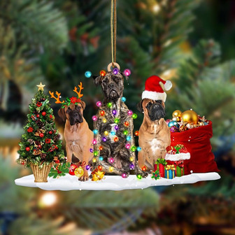 Ornament- Bullmastiff-Christmas Dog Friends Hanging Ornament, Happy Christmas Ornament, Car Ornament - Thegiftio UK