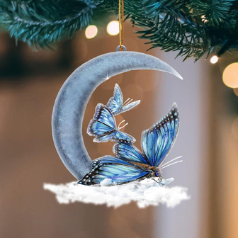 Ornament- Butterfly Blue Moon Hanging Ornament Dog Ornament, Car Ornament, Christmas Ornament - Thegiftio UK