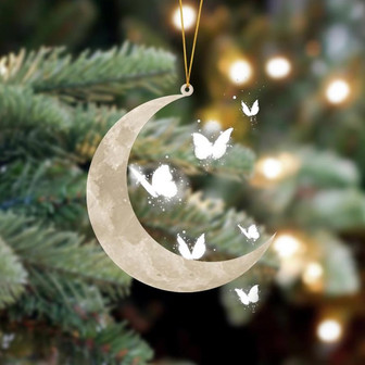 Ornament- Butterfly Sits On The Moon Hanging Ornament Dog Ornament, Car Ornament, Christmas Ornament - Thegiftio UK