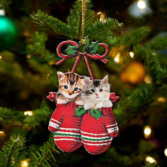 Ornament- Cat Inside Your Gloves Christmas Holiday-Two Sided Ornament, Happy Christmas Ornament, Car Ornament - Thegiftio UK