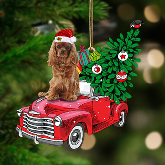 Ornament- Cavalier King Charles Spaniel 4-Pine Truck Hanging Ornament, Happy Christmas Ornament, Car Ornament - Thegiftio UK