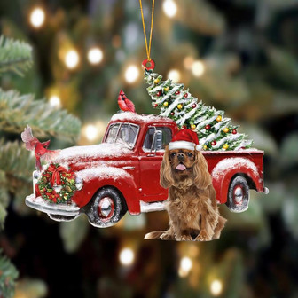 Ornament- Cavalier King Charles Spaniel-Cardinal & Truck Two Sided Ornament, Christmas Ornament, Car Ornament - Thegiftio UK