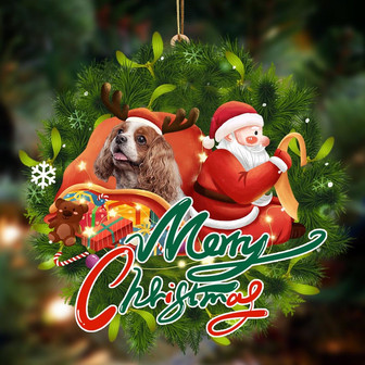 Ornament- Cavalier King Spaniel-Santa & dog Hanging Ornament, Happy Christmas Ornament, Car Ornament - Thegiftio UK