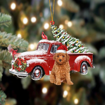 Ornament- Cavapoo-Cardinal & Truck Two Sided Ornament, Happy Christmas Ornament, Car Ornament - Thegiftio UK
