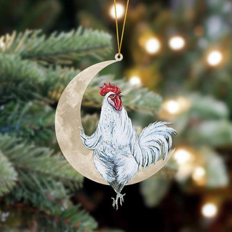 Ornament- Chicken Sits On The Moon Hanging Ornament Dog Ornament, Car Ornament, Christmas Ornament - Thegiftio UK