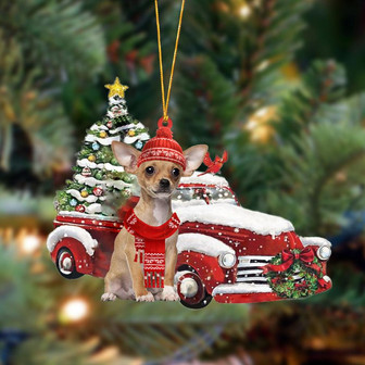 Ornament- Chihuahua 2-Christmas Car Two Sided Ornament, Happy Christmas Ornament, Car Ornament - Thegiftio UK