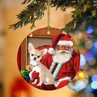 Ornament- Chihuahua-2 With Santa Christmas Ornament, Happy Christmas Ornament, Car Ornament - Thegiftio UK