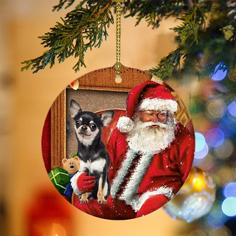 Ornament- Chihuahua-3 With Santa Christmas Ornament, Happy Christmas Ornament, Car Ornament - Thegiftio UK