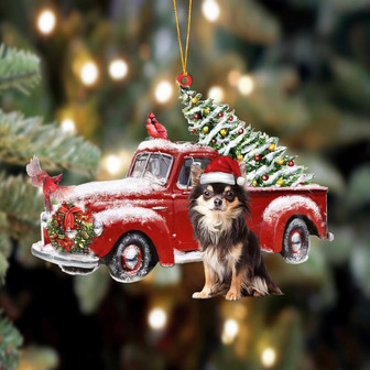 Ornament- Chihuahua 4-Cardinal & Truck Two Sided Ornament, Happy Christmas Ornament, Car Ornament - Thegiftio UK