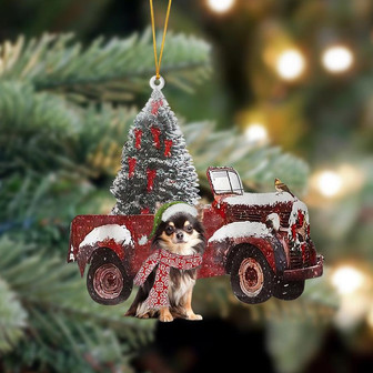 Ornament- Chihuahua 4-Christmas Truck Two Sided Ornament, Happy Christmas Ornament, Car Ornament - Thegiftio UK