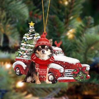 Ornament- Chihuahua-Christmas Car Two Sided Ornament, Happy Christmas Ornament, Car Ornament - Thegiftio UK