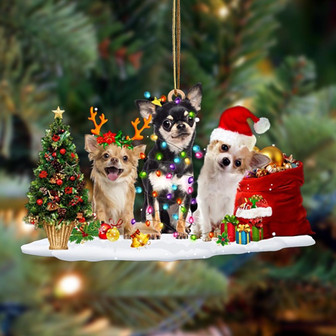 Ornament- Chihuahua-Christmas Dog Friends Hanging Ornament, Happy Christmas Ornament, Car Ornament - Thegiftio UK