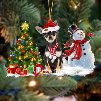 Ornament- Chihuahua Christmas Snow Hanging Ornament Dog Ornament, Car Ornament, Christmas Ornament - Thegiftio UK