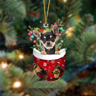 Ornament- Chihuahua-In Christmas Pocket Two Sides Ornament, Happy Christmas Ornament, Car Ornament - Thegiftio UK