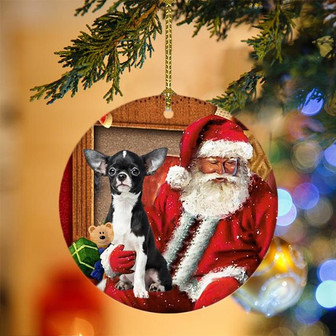 Ornament- Chihuahua With Santa Christmas Ornament, Happy Christmas Ornament, Car Ornament - Thegiftio UK