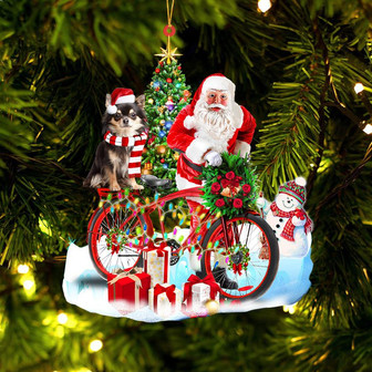 Ornament- Chihuahua On Santa's Bike Ornament Dog Ornament, Car Ornament, Christmas Ornament - Thegiftio UK