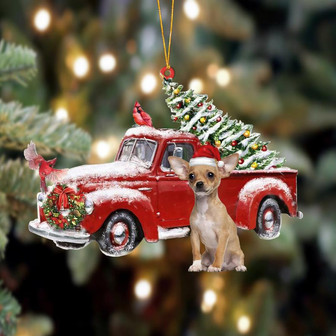 Ornament- Chihuahua2-Cardinal & Truck Two Sided Ornament, Happy Christmas Ornament, Car Ornament - Thegiftio UK