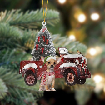 Ornament- Chihuahua2-Christmas Truck Two Sided Ornament, Happy Christmas Ornament, Car Ornament - Thegiftio UK