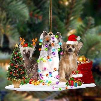 Ornament- Chinese Crested Dog-Christmas Dog Friends Hanging Ornament, Happy Christmas Ornament, Car Ornament - Thegiftio