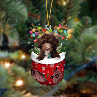 Ornament- CHOCOLATE goldendoodle-In Christmas Pocket Two Sides Ornament, Christmas Ornament, Car Ornament - Thegiftio UK
