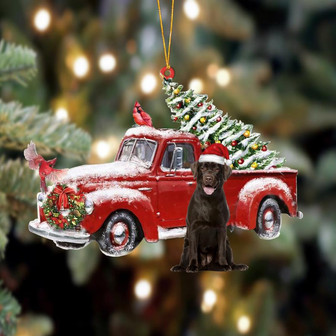 Ornament- Chocolate Labrador 2-Cardinal & Truck Two Sided Ornament, Happy Christmas Ornament, Car Ornament - Thegiftio UK