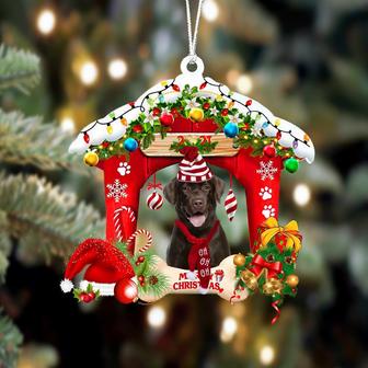 Ornament- Chocolate Labrador 2-Christmas House Two Sided Ornament, Happy Christmas Ornament, Car Ornament - Thegiftio UK