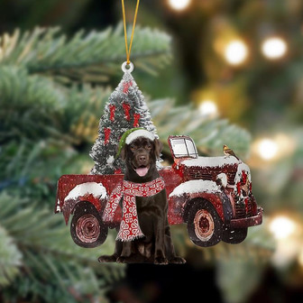 Ornament- Chocolate Labrador 2-Christmas Truck Two Sided Ornament, Happy Christmas Ornament, Car Ornament - Thegiftio UK