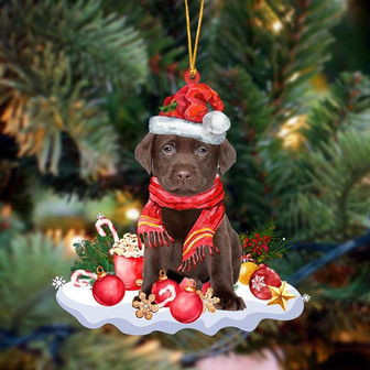 Ornament- CHOCOLATE Labrador-Better Christmas Hanging Ornament, Happy Christmas Ornament, Car Ornament - Thegiftio UK