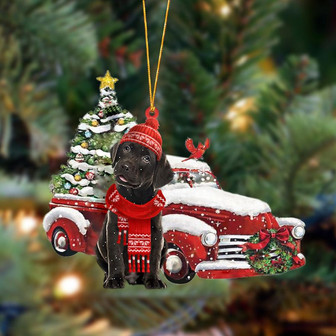 Ornament- Chocolate Labrador-Christmas Car Two Sided Ornament, Happy Christmas Ornament, Car Ornament - Thegiftio UK