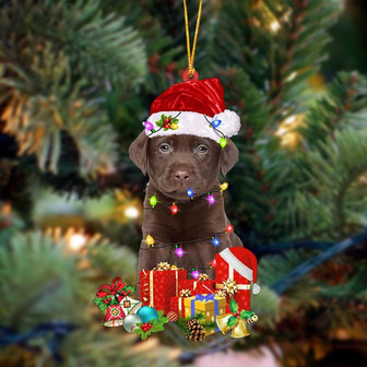 Ornament- CHOCOLATE Labrador-Dog Be Christmas Tree Hanging Ornament, Happy Christmas Ornament, Car Ornament - Thegiftio UK