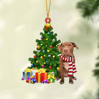 Ornament- CHOCOLATE Pitbull-Christmas Star Hanging Ornament, Happy Christmas Ornament, Car Ornament - Thegiftio UK