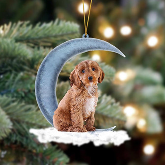 Ornament- Cockapoo Sits On The Moon Hanging Ornament Dog Ornament, Car Ornament, Christmas Ornament - Thegiftio UK