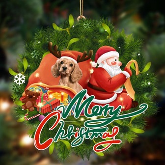 Ornament- Cocker Spaniel 2-Santa & dog Hanging Ornament, Happy Christmas Ornament, Car Ornament - Thegiftio UK
