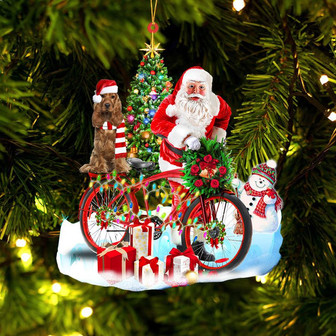 Ornament- Cocker Spaniel On Santa's Bike Ornament Dog Ornament, Car Ornament, Christmas Ornament - Thegiftio UK