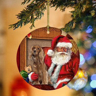 Ornament- Coker Spaniel With Santa Christmas Ornament, Happy Christmas Ornament, Car Ornament - Thegiftio UK
