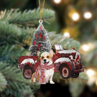 Ornament- Corgi 2-Christmas Truck Two Sided Ornament, Happy Christmas Ornament, Car Ornament - Thegiftio UK