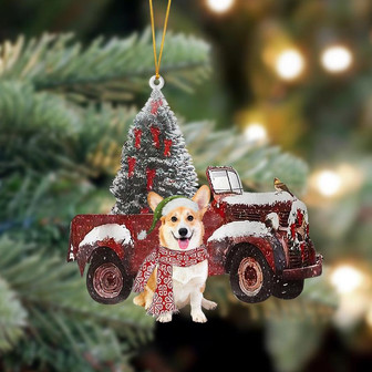 Ornament- Corgi 3-Christmas Truck Two Sided Ornament, Happy Christmas Ornament, Car Ornament - Thegiftio UK