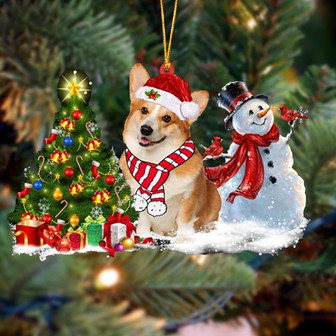 Ornament- Corgi Christmas Snow Hanging Ornament Dog Ornament, Car Ornament, Christmas Ornament - Thegiftio UK