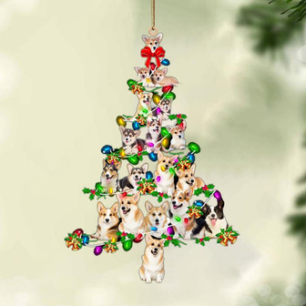 Ornament- Corgi-Christmas Tree Lights-Two Sided Ornament, Happy Christmas Ornament, Car Ornament - Thegiftio UK