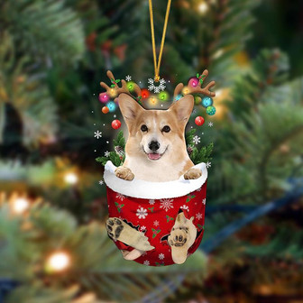 Ornament- Corgi-In Christmas Pocket Two Sides Ornament, Happy Christmas Ornament, Car Ornament - Thegiftio UK