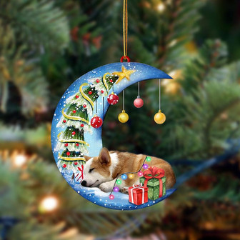 Ornament- Corgi-Sleep On The Moon Christmas Two Sided Ornament, Happy Christmas Ornament, Car Ornament - Thegiftio UK