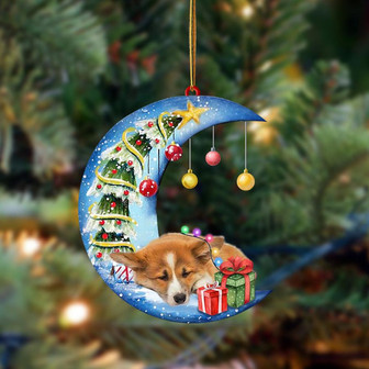 Ornament- Corgi1-Sleep On The Moon Christmas Two Sided Ornament, Happy Christmas Ornament, Car Ornament - Thegiftio UK