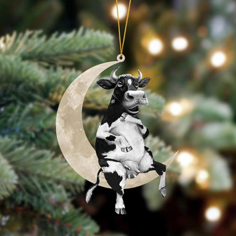 Ornament- Cow Sits On The Moon Hanging Ornament Dog Ornament, Car Ornament, Christmas Ornament - Thegiftio UK