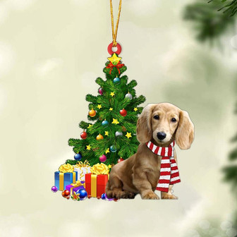 Ornament- CREAM Dachshund-Christmas Star Hanging Ornament, Happy Christmas Ornament, Car Ornament - Thegiftio UK
