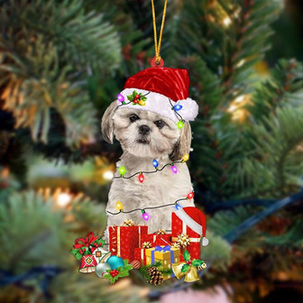 Ornament- CREAM Shih Tzu-Dog Be Christmas Tree Hanging Ornament, Happy Christmas Ornament, Car Ornament - Thegiftio UK