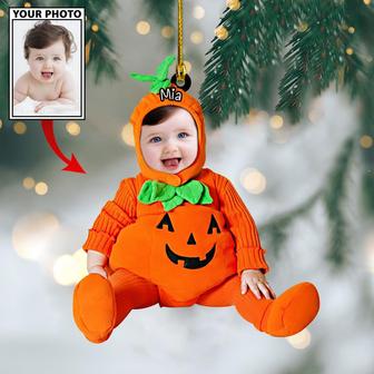 Ornament - Custom Baby Cute Pumpkin Photo With Name for Christmas Ornament  - Thegiftio UK