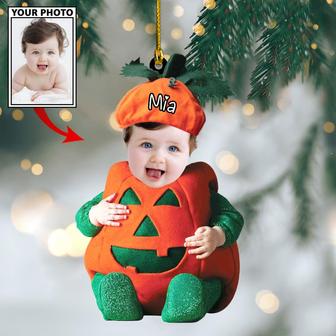Ornament - Custom Baby Pumpkin Cute Photo With Name for Christmas Ornament  - Thegiftio UK