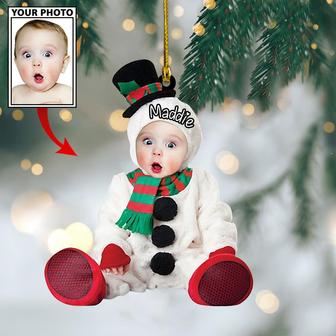 Ornament - Custom Baby Snowman Cute Photo With Name for Christmas Ornament  - Thegiftio UK